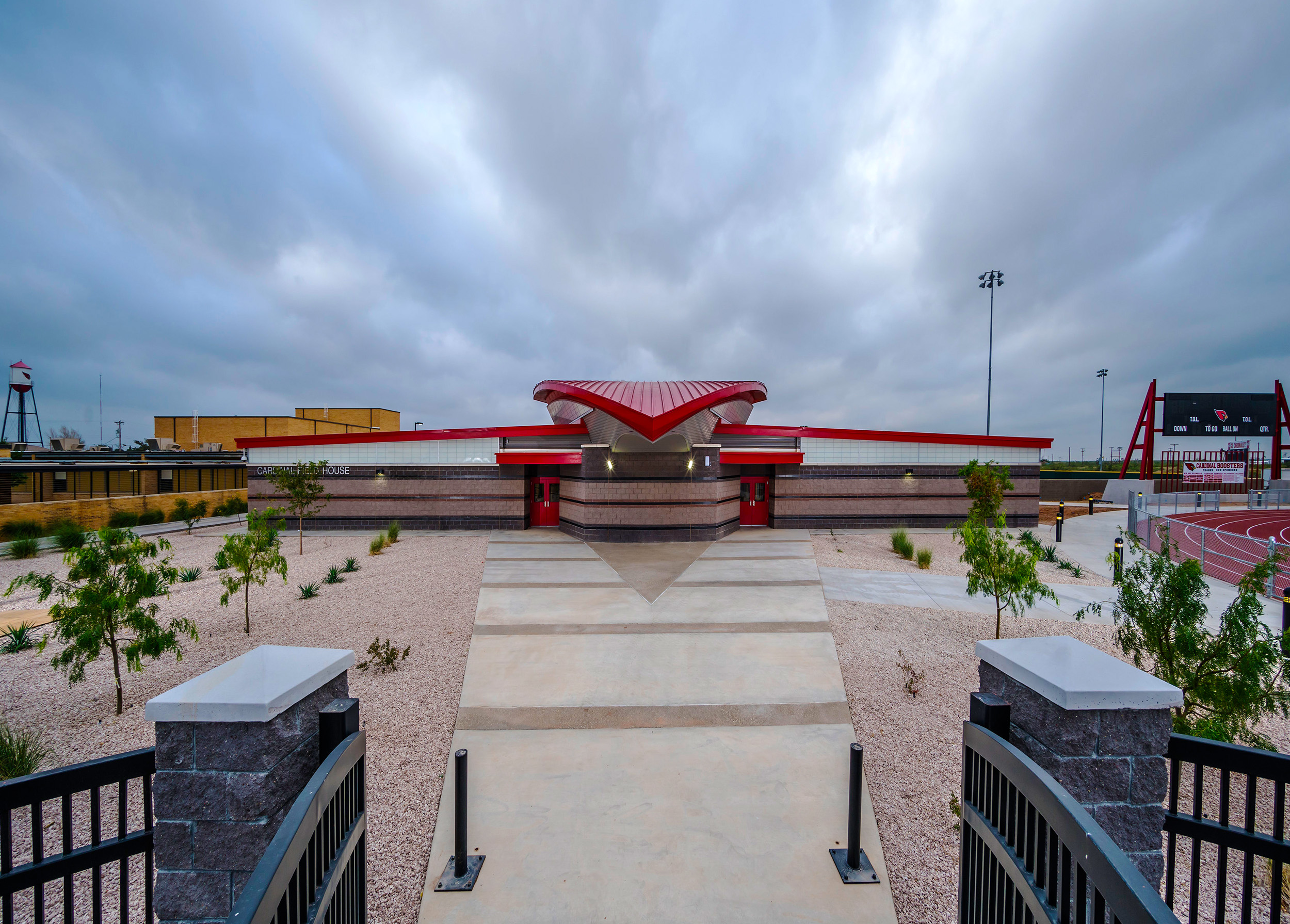 The Eunice Athletic Complex incorporates elements of the local community in its design features. 