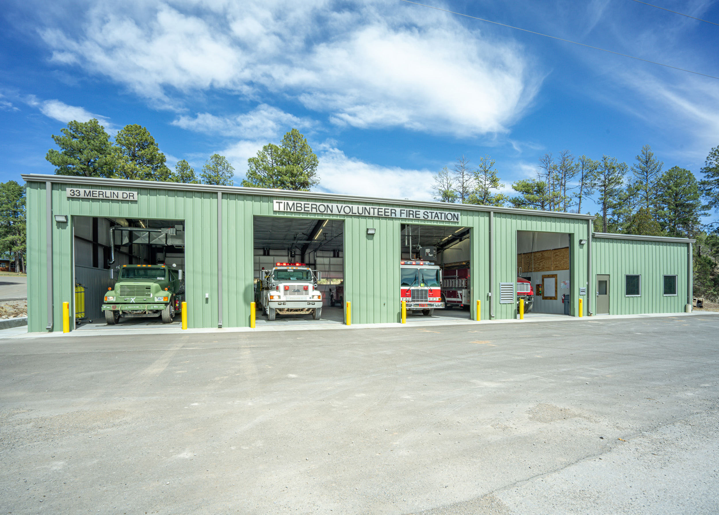 Wilson & Company designed the 6,360-sq.-ft. building to include four apparatus bays, two offices, a break area, and the required support facilities. 