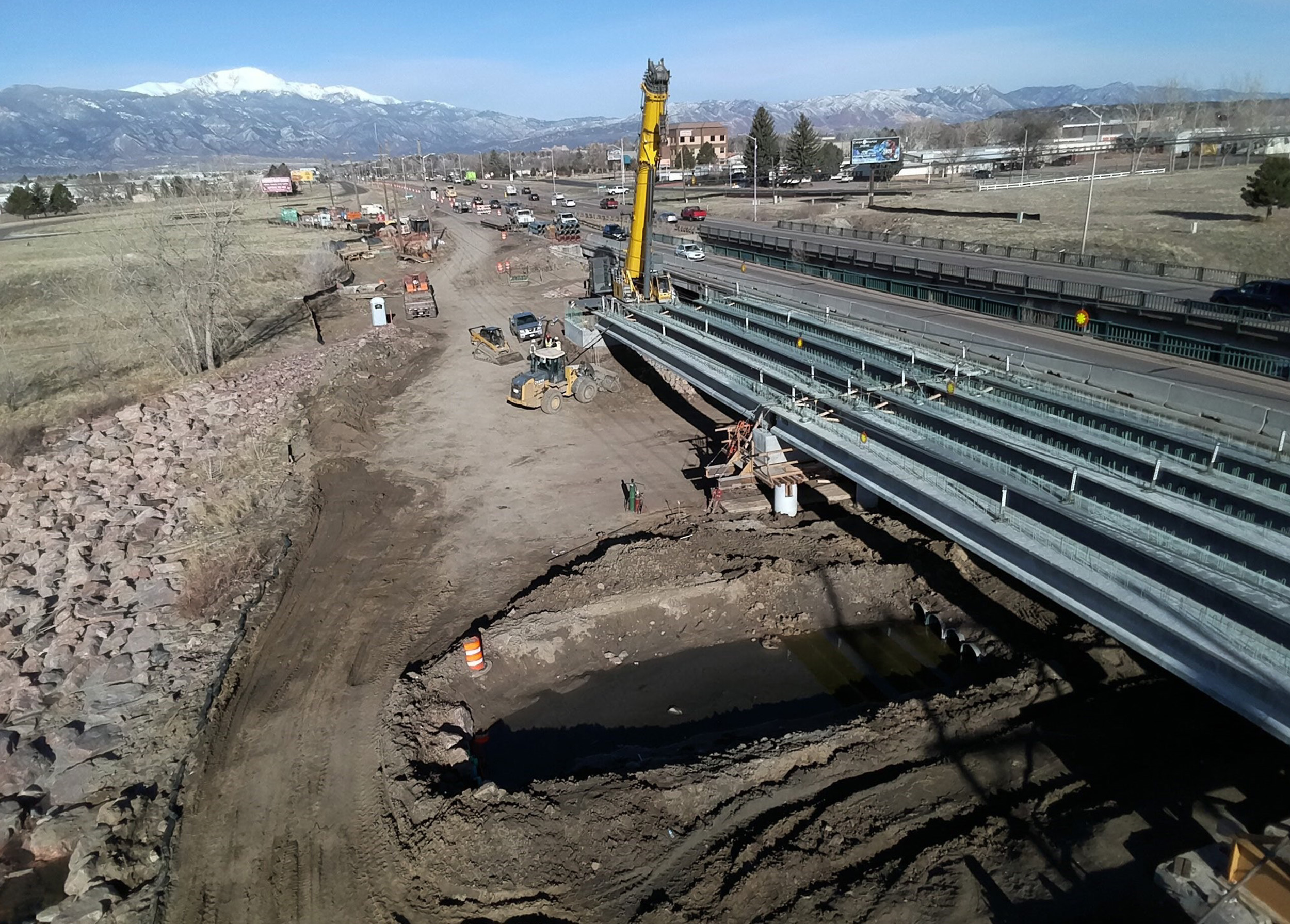 Construction of the new Platte Ave Bridge.