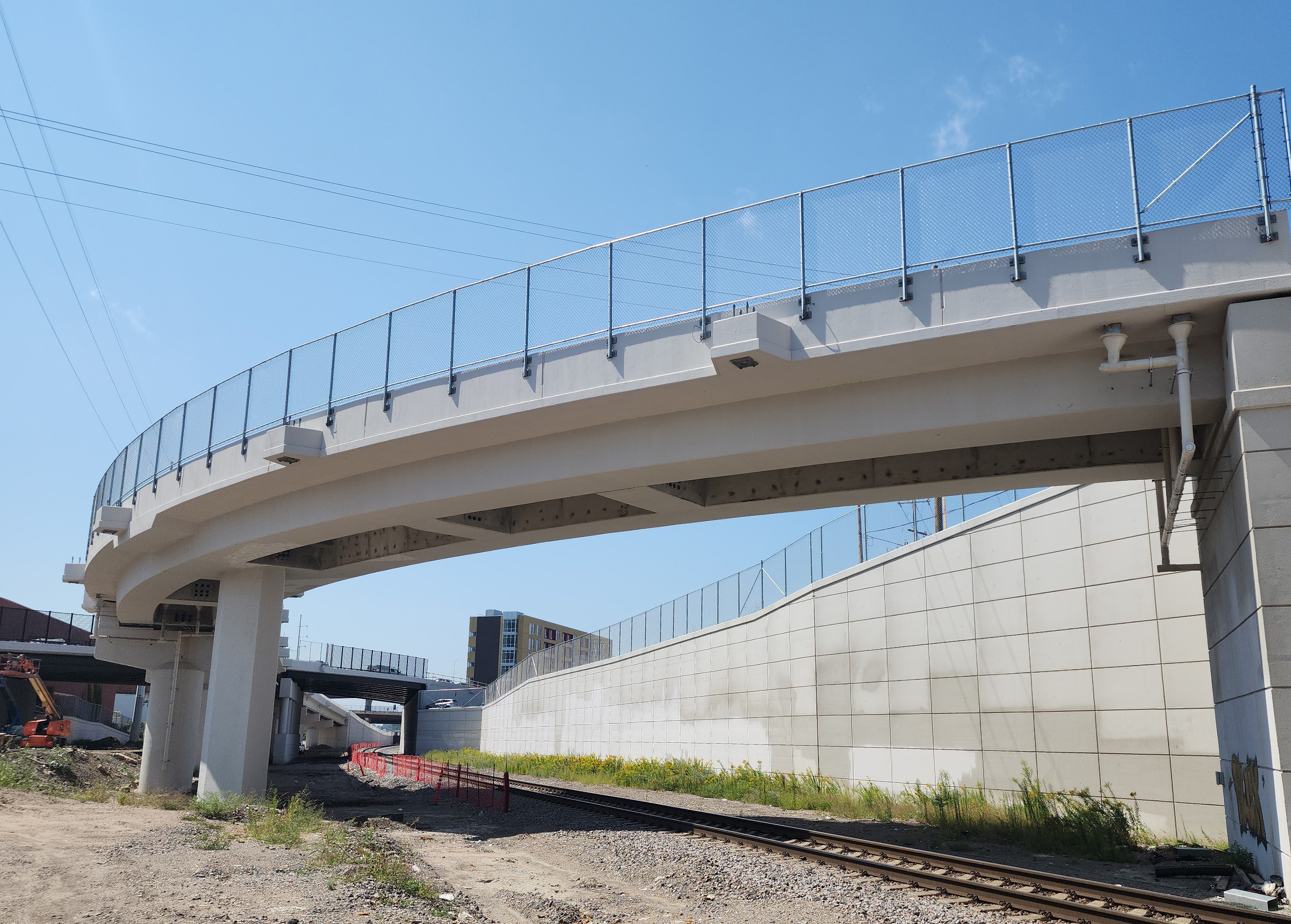 A new overhead light rail transit (LRT) bridge.