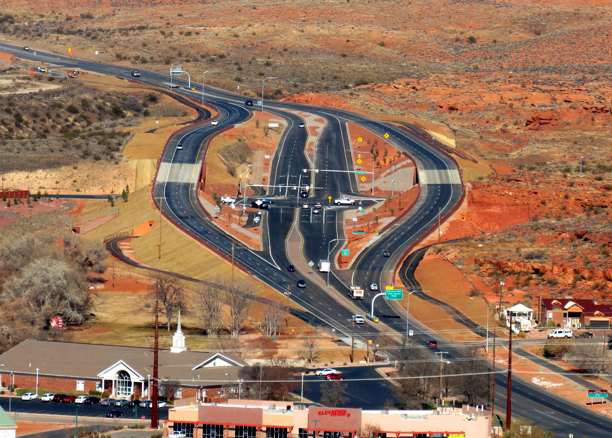 The improved functionality of the Bluff Street and Red Hills Parkway interchange accounts for future growth in the surrounding area.