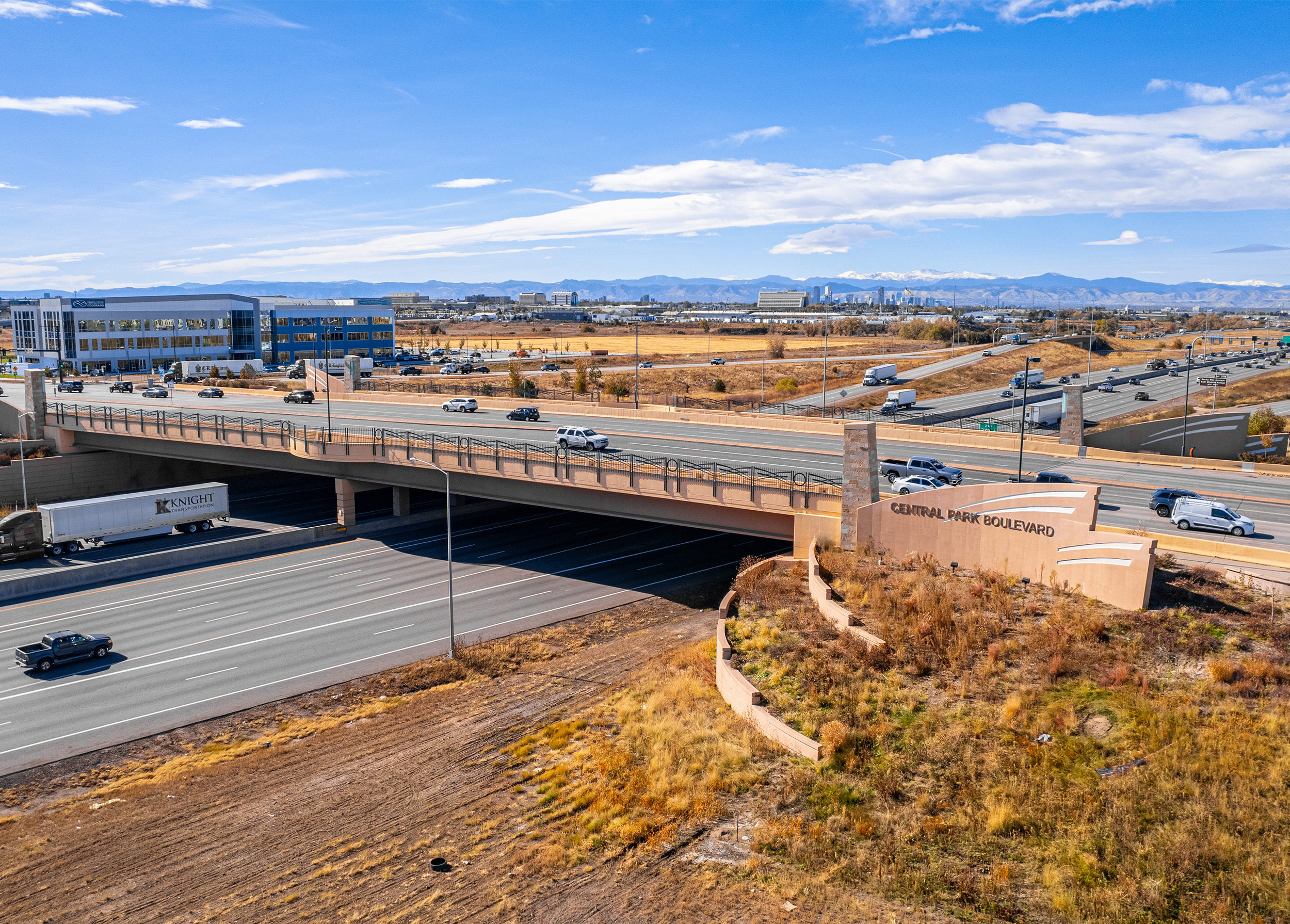 The Central Park Boulevard Bridge was designed to accommodate future plans of widening I-70 in Denver, CO.