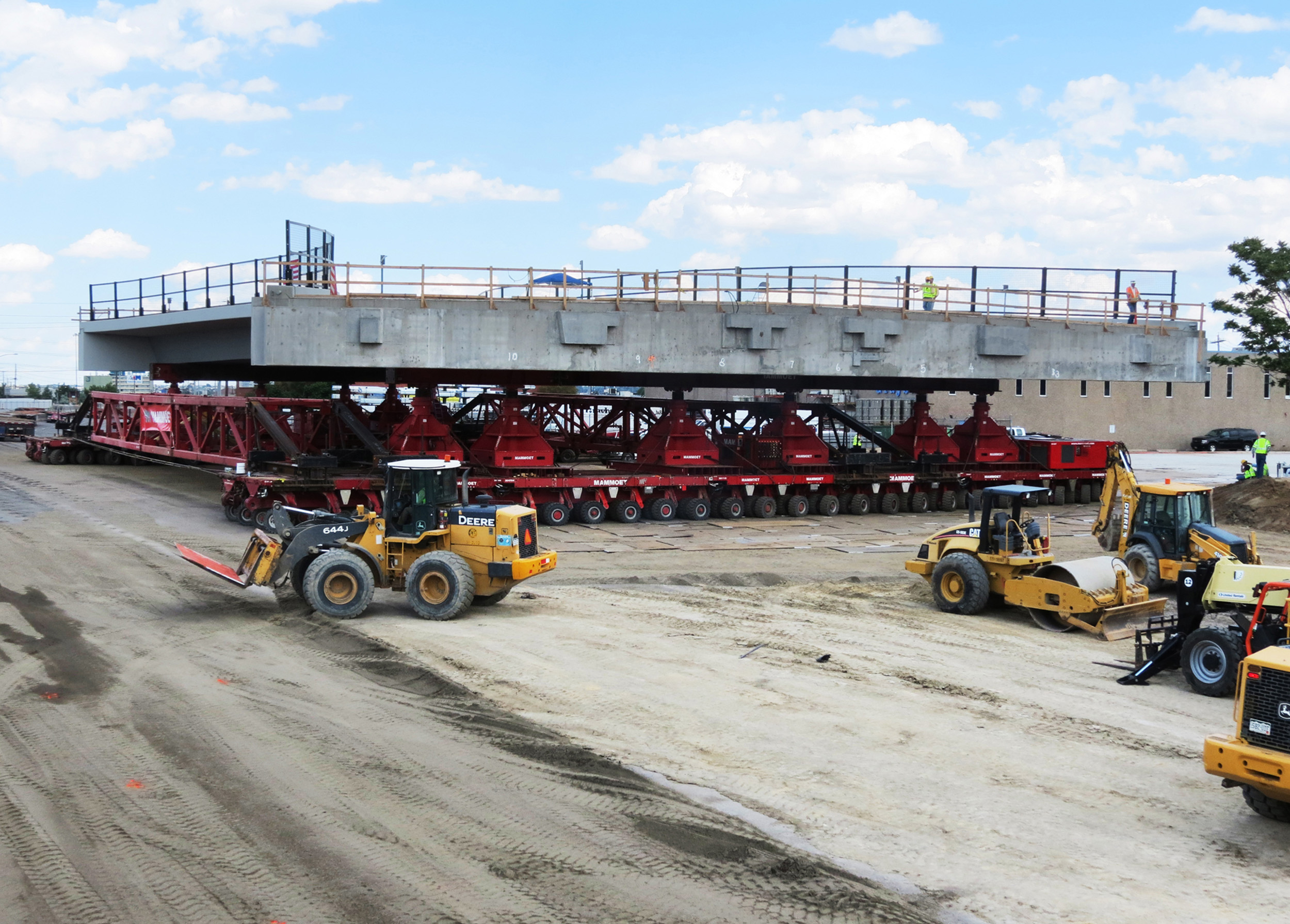 Accelerated Bridge Construction (ABC) method, roll-in of Pecos Street bridge over I-70.