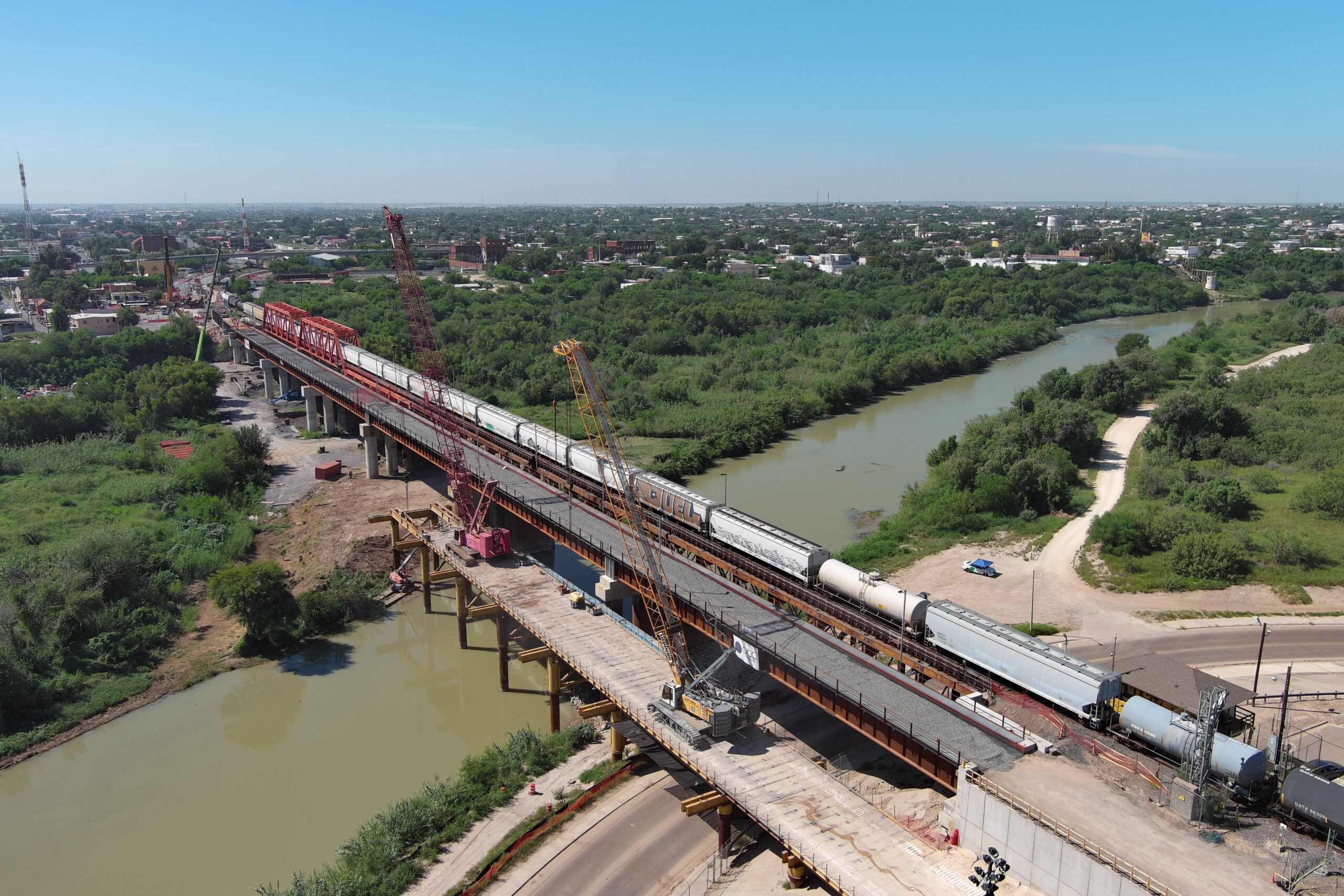 Spanning the Rio Grande, the Ottensmeyer Railway Bridge is the only international railroad crossing between Laredo, Texas, and Nuevo Laredo, Tamaulipas.