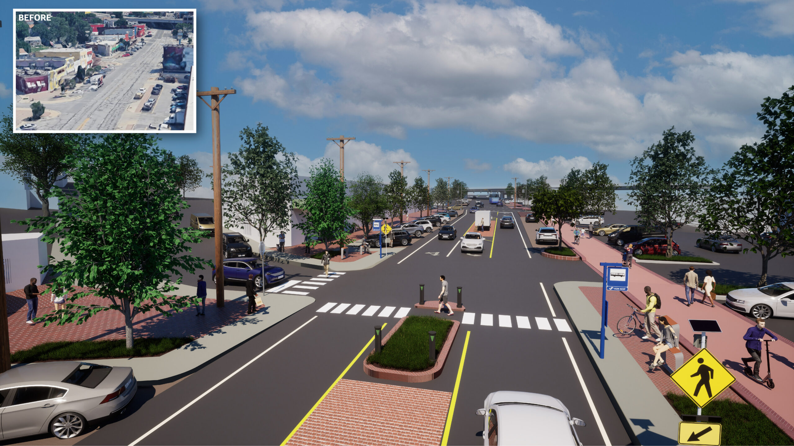Southwest Boulevard rendering, before and after.