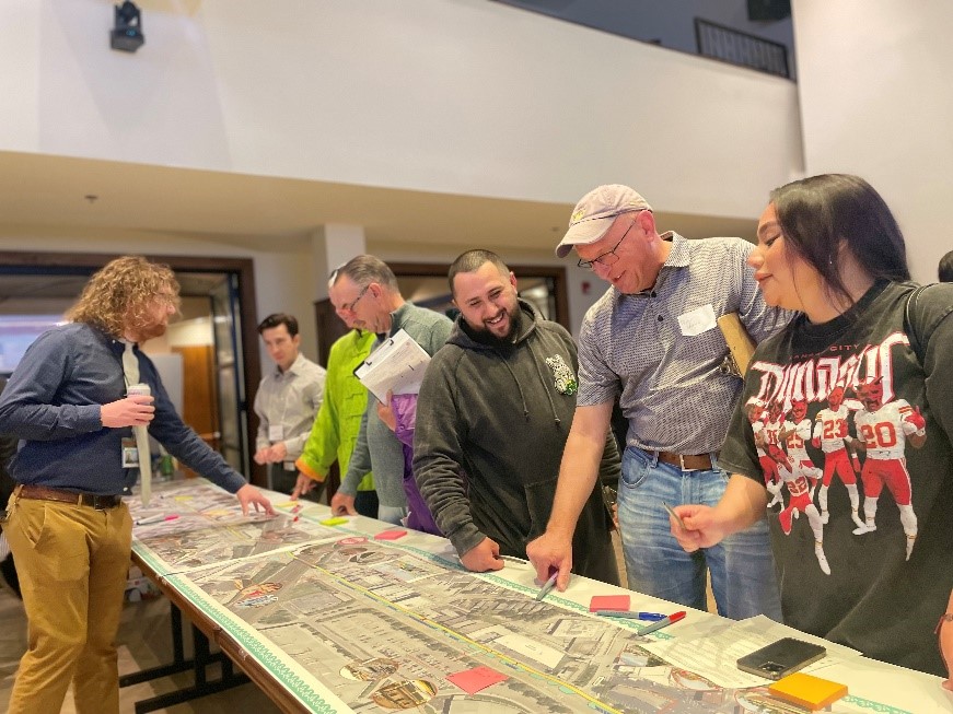 Residents talk over the Southwest Boulevard Transportation Plan .