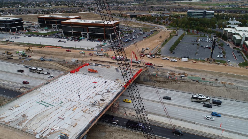 Construction on one of 13 bridges included in the I-15 Technology Corridor in Utah.