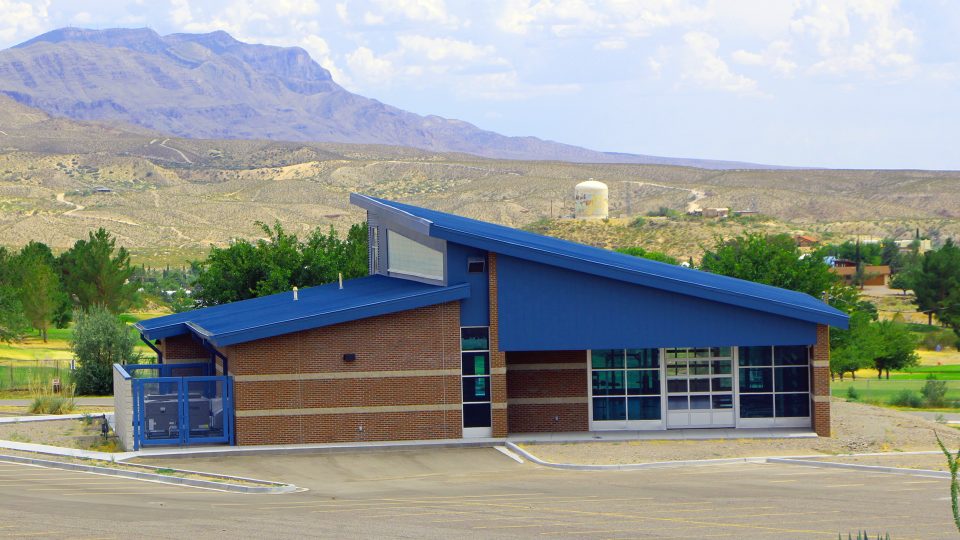 Materials used on the exterior of the Hot Spring High School Fitness Center match the brick and metal of the main campus, providing a cohesive aesthetic.