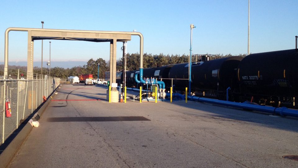 This facility consists of a 20-railcar unloading track that unloads 10 railcars at a time.