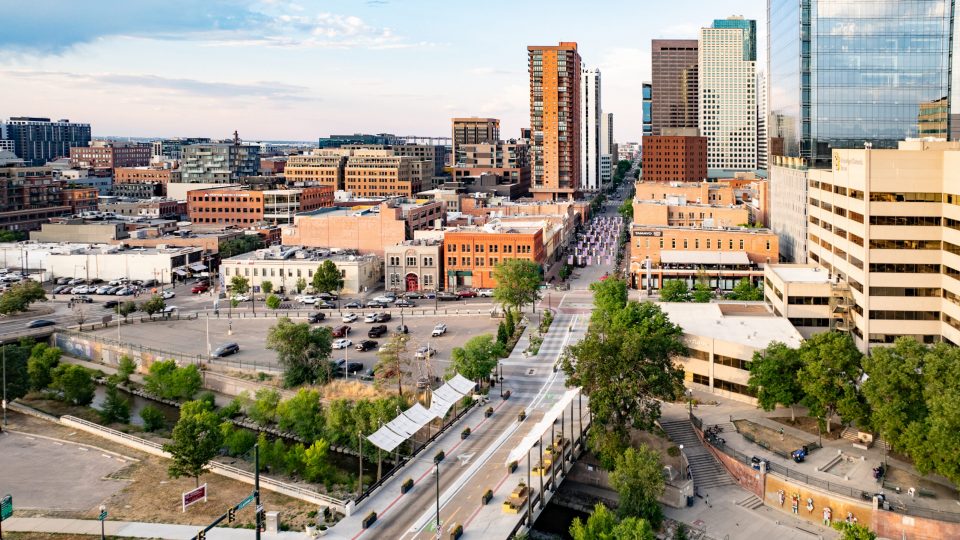 Wilson & Company designed a strong connection from the Auraria campus to the downtown core, additional transit access, downtown bicycle lanes, and regional trail systems along Cherry Creek.