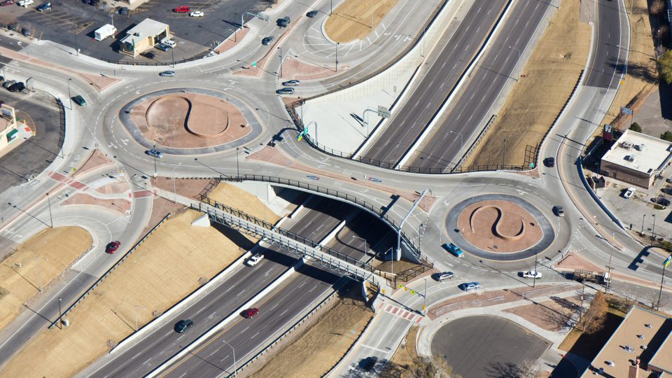 Pecos Street Bridge and I-70 interchange in Denver, CO.